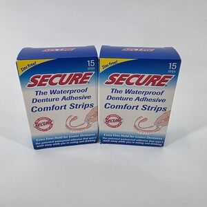 Secure Lot of 2 Waterproof Denture Adhesive Comfort Strips Expired April 2026